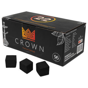 Уголь кокосовый Crown 96 шт (22х22мм)